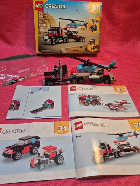 LEGO Creator 31146 Flatbed Truck with Helicopter (3-in-1) building set.