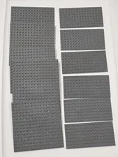 Lego Dark Bluish Gray 16x16 8x16 Base Plates Baseplates 12 Pc Genuine Lot