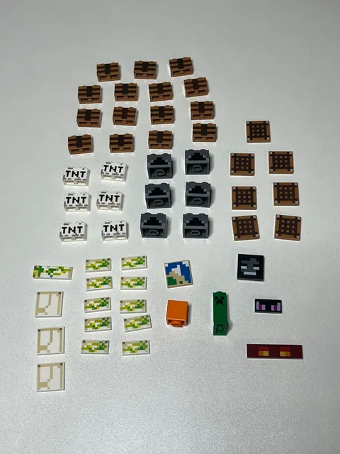 LEGO Minecraft Printed Parts Lot Crafting Table TNT Furnace Iron Golem Map