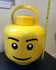 LEGO XL Yellow Minifigure Storage Head Case w/ Handle, 2 Trays