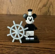Complete Disney Lego Minifigure Mickey Mouse Steamboat Willie Series 2 Stand