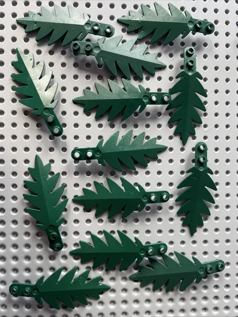 LEGO 6148 Palm Leaf Dark Green Plant Small 8x3 Lot of 13 – 6 Dented Parts