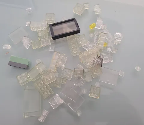 LEGOS SET OF 75 SMALL CLEAR TRANSLUCENT SINGLES PIECES and PARTS! WINDOWS!
