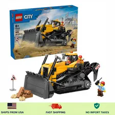 LEGO City Yellow Bulldozer Construction Site Building Toy for Kids, Ages 8+ 