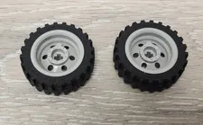 Lego 56898 Tire 43.2 x 14 Offset Tread & 56904 Light Bluish Gray Wheel Lot Of 2