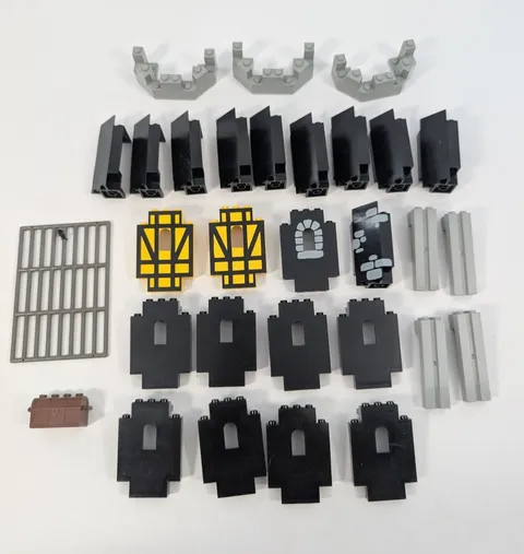 Vintage 90s Lego Black Knights Castle Lot - Walls Windows Chest Pieces 6086