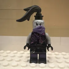 LEGO Minifigure w/ Black Ponytail Hair & Purple Scarf/Bandana Plastic