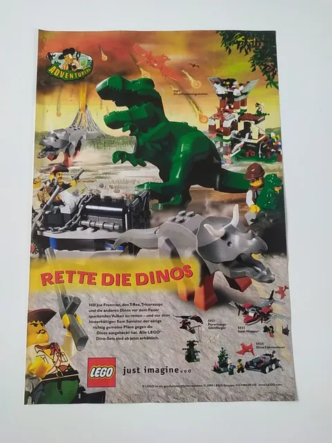 Rare Advertising Flyer Promotional Sheet LEGO Adventures Dinos 5987 5921 5935 5934 2000