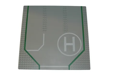 Lego® Street Base Plate Pad 32x32 Drive with Heliport GREY