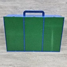 LEGO Vintage Blue Green 3-Compartment Storage Carry Case Organizer w/ Baseplates