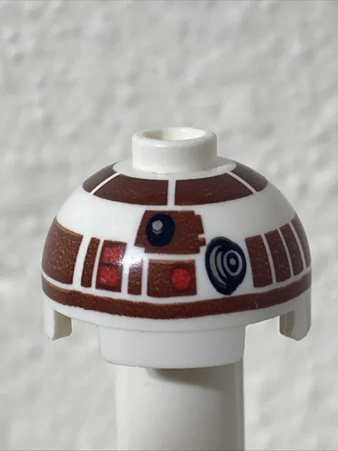 Star Wars LEGO x 2 White Brick, Round 2 x 2 Dome Top with R Brown R7-D4 Droid 