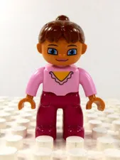 Lego Duplo Figures Woman brown hair pink/magenta