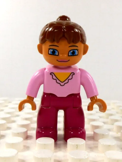 Lego Duplo Figures Woman brown hair pink/magenta