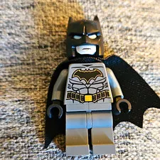 LEGO Batman Minifigure Gray Suit w/ Black Cape & Black Cowl Plastic