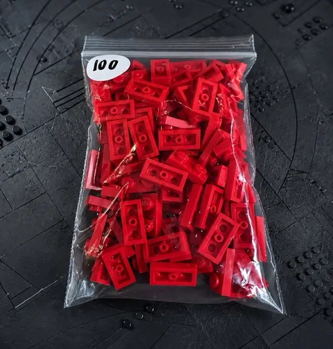 LEGO Bulk Lot 100 qty qty. New Red Plates 1 x 2 Stud Pieces 1x2 authentic real