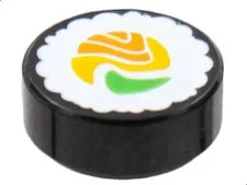 LEGO® Part 98138pb261 - Tile, Round 1 x 1 with Sushi Roll Pattern