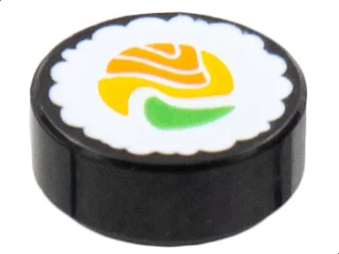LEGO® Part 98138pb261 - Tile, Round 1 x 1 with Sushi Roll Pattern