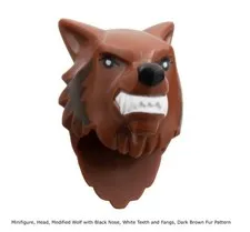 LEGO - Minifig, Head Modified Werewolf - Reddish Brown