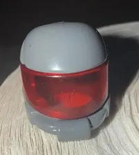 LEGO Gray Helmet Minifigure Head Red Visor Piece Loose Plastic Toy Part