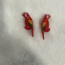 Vintage Lego Pirates Red Parrot Birds Set Of 2