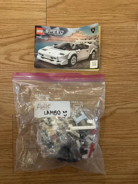 LEGO Speed Champions Lamborghini Countach 76908 Bulk Parts Lot w/ Instructions