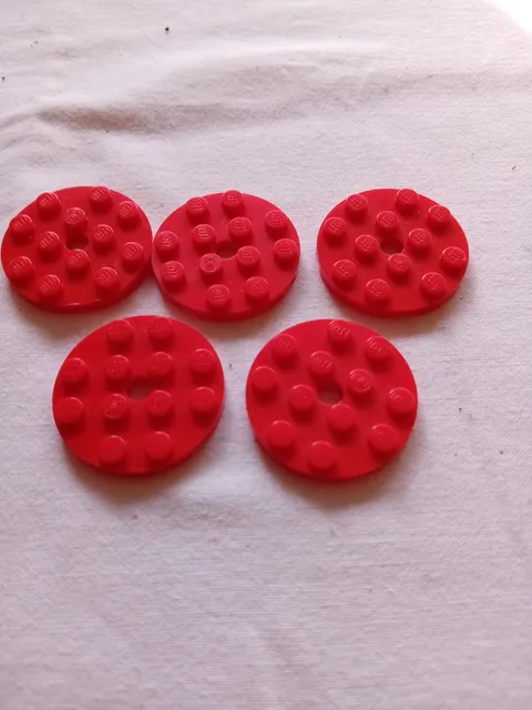 No 93 5 X Lego Plate 4x4 Round 60474 Red