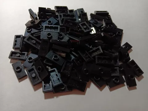 LEGO BULK LOT OF 100 BLACK 1X2  MODIFIED PLATE WITH JUMPER STUD #3794