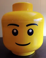 Yellow 2018 LEGO HEAD 11"H x 9.5"D - Made in Poland, Pre-owned - Brick Storage