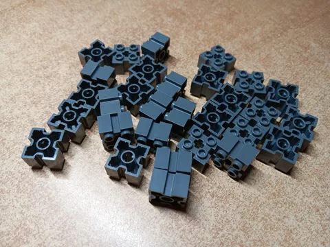 LEGO LOT 30 DARK BLUISH GRAY 2X2 BRICK WITH GROOVES CHANNELS AXLE HOLE #90258