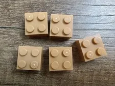 LEGO Lot of 5 Medium Dark Flesh 2x2 Bricks