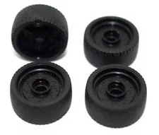 4 LEGO Black Wheels and Tires 24x12 Molded Rubber pin Speed Champions 6336858