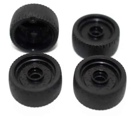 4 LEGO Black Wheels and Tires 24x12 Molded Rubber pin Speed Champions 6336858
