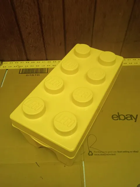 LEGO Storage Brick Case 8 Stud Large Yellow Container Plastic Bin Box EMPTY 14x7