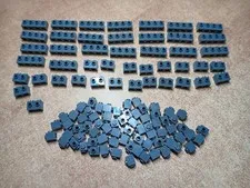LEGO LOT OF 114 DARK BLUISH GRAY MODIFIED BRICKS STUDS ON 1 SIDE 1X1 1X2 1X4