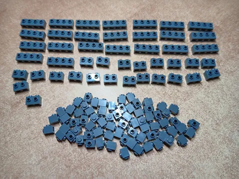 LEGO LOT OF 114 DARK BLUISH GRAY MODIFIED BRICKS STUDS ON 1 SIDE 1X1 1X2 1X4