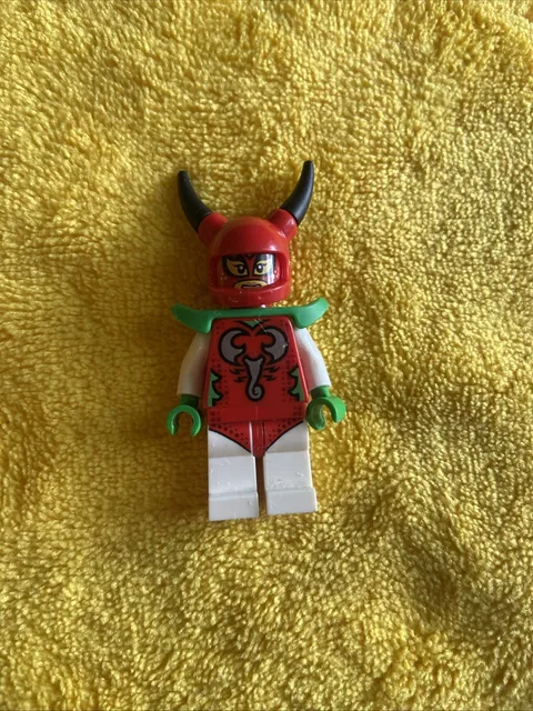 LEGO Minifigure Red Horned Mask w/ Green Armor & Accents
