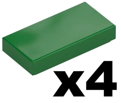 Lego 4 New TILE Green 1 x 2 Stud Plain Mosaic Pieces Part 3069 GR03