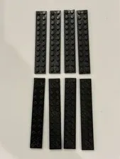 Lot of 8 Genuine LEGO Black 2x12 2445 Plate Building Bricks Flat Base Parts