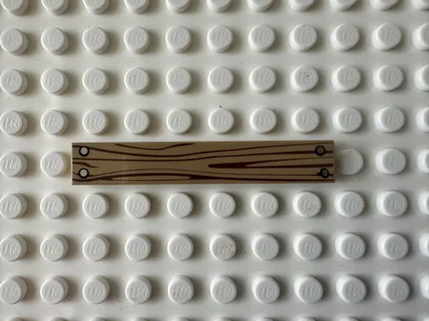 LEGO Tile 1 x 6 with Wood Grain and 4 Silver Nails Pattern 6636pb143