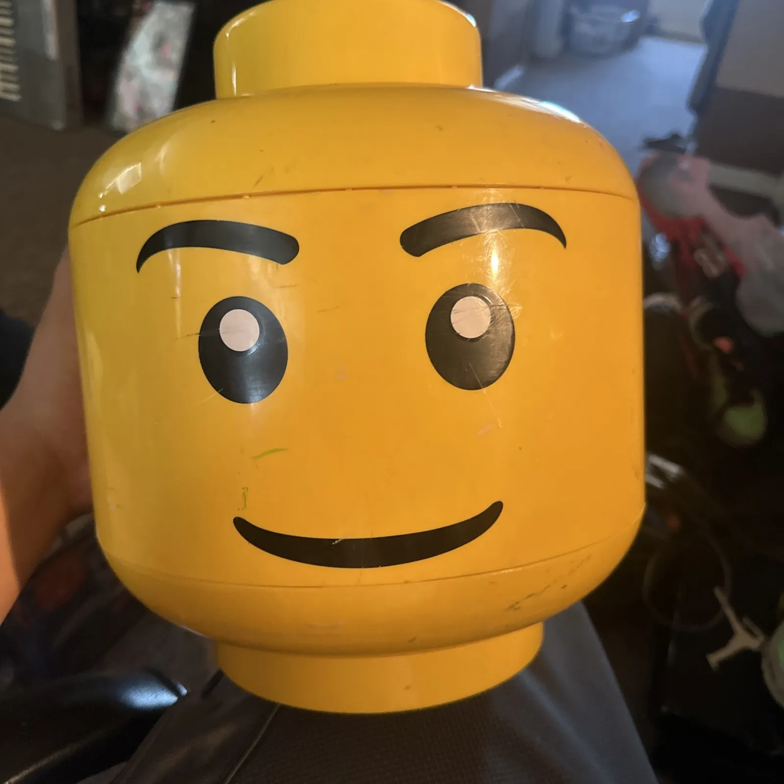 Lego Boy Head Storage Container Stackable Yellow 