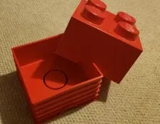 Two Lego Storage Brick/ Storage Box Containers Red & Green
