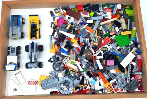 5 lbs Bulk LEGO Diverse Mix of Bricks, Car Frames, Chassis, stored on (W2-M)