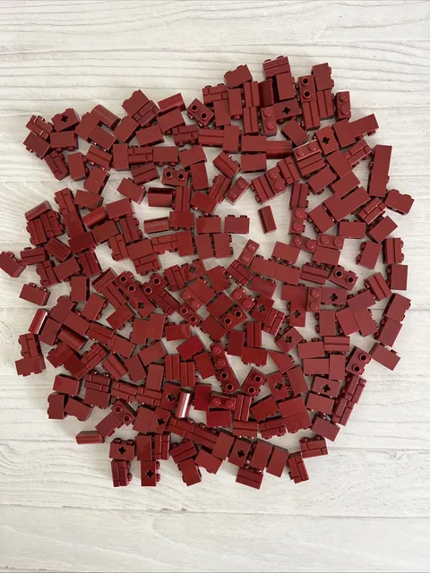 LEGO LOT DARK RED 236 PCS 1X2 BRICK MASONRY AXLE HOLE VARIETY BUILDING PIECES