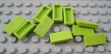 New LEGO Lot of 10 Lime Green 1x2 Smooth Flat Tile Pieces