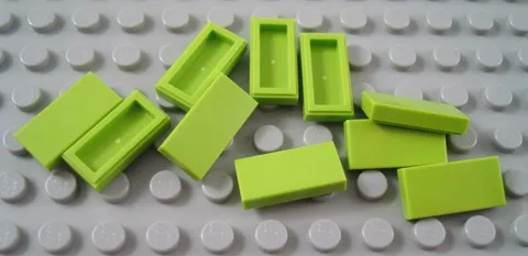 New LEGO Lot of 10 Lime Green 1x2 Smooth Flat Tile Pieces