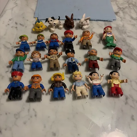 Lego Duplo Figure Lot of 23 People Police Construction Rabbits Animals Boys Girl