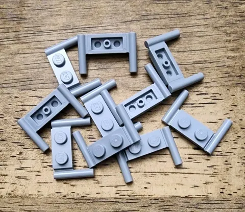 LEGO Light Bluish Gray Plate, 1 x 2 with Bar Handles. QTY 10. Part No. 3839b