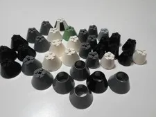 LEGO LOT OF 35 LARGE CONES 3X3X2 AND 4X4X2 PART#s  6233--3943-4742 SEE LIST
