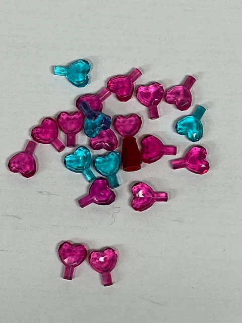 Lot Of LEGO Friends Accessories Trans Dark Pink Light Blue Jewel Heart Shaped