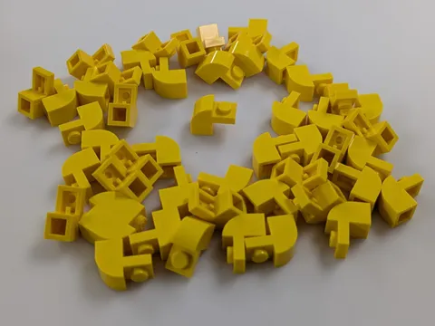 Lego x50 New Yellow Slope, Curved 2 x 1 x 1 1/3 with Recessed Stud # 6091